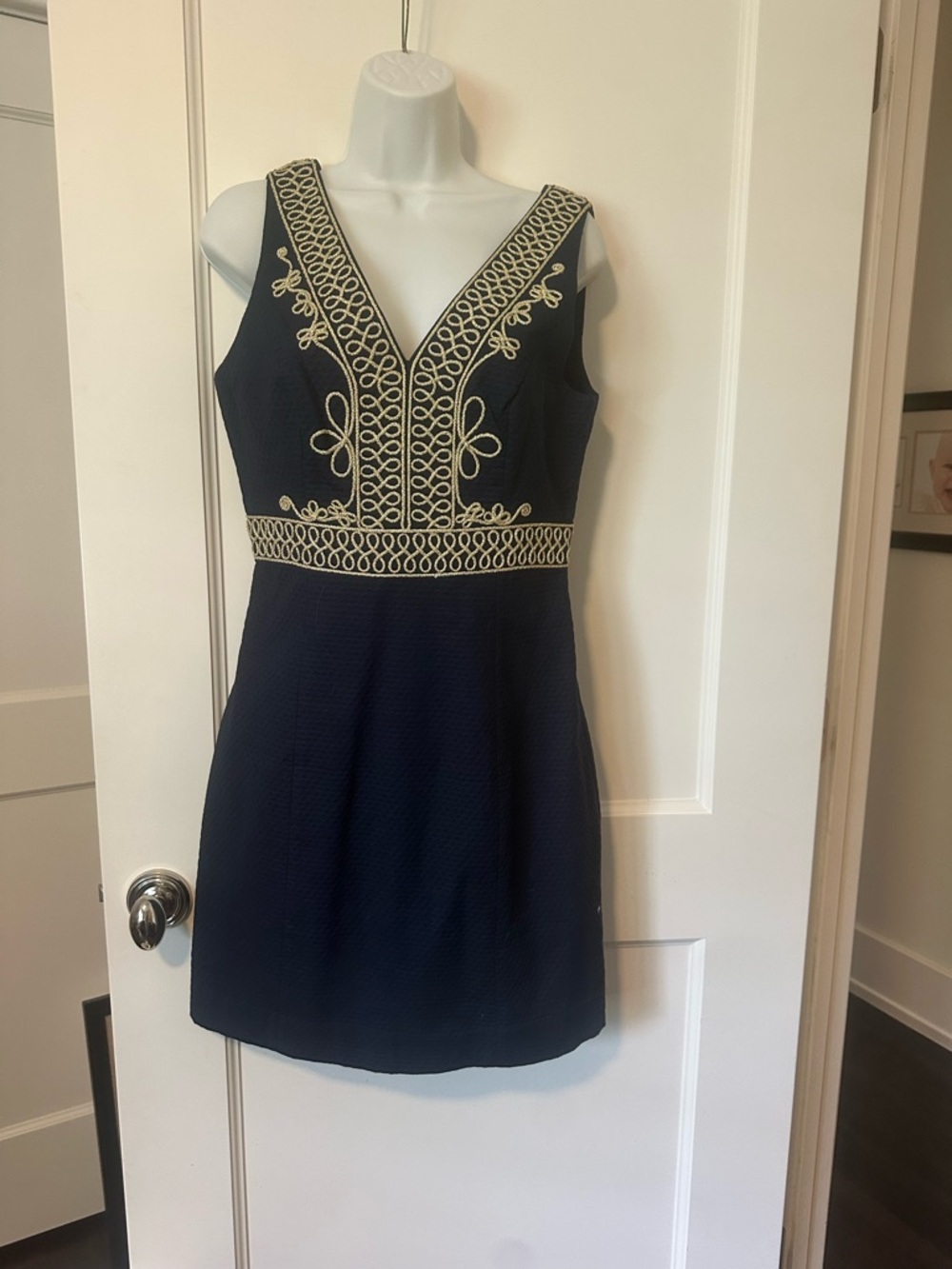 Lilly Pulitzer Navy Mini Dress with Gold Embroidery